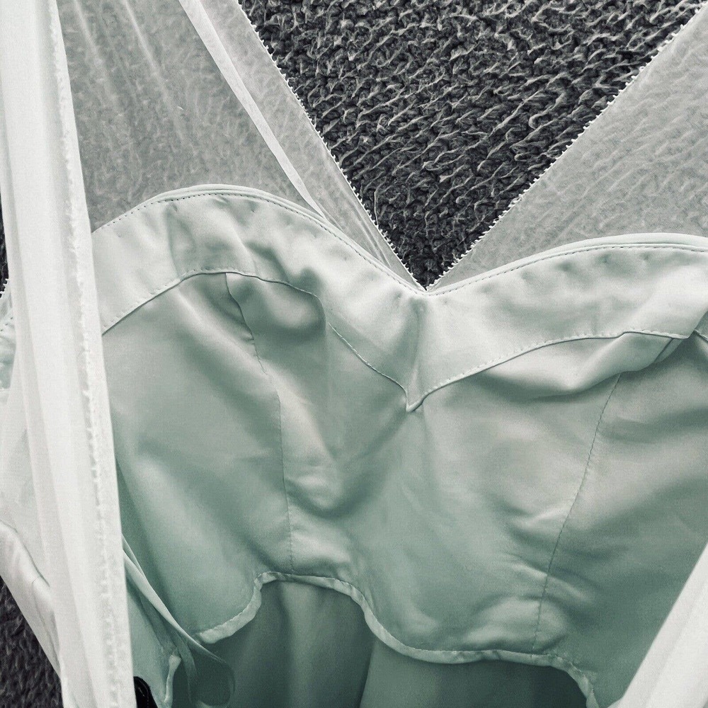 Quillaree Dress Pale Green Chiffon Wedding Special Event Layered Mini - Picture 12 of 15